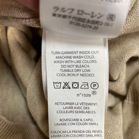 Polo Ralph Lauren Pima Cotton V Neck Sweater Tan Mens XL - Picture 12 of 12